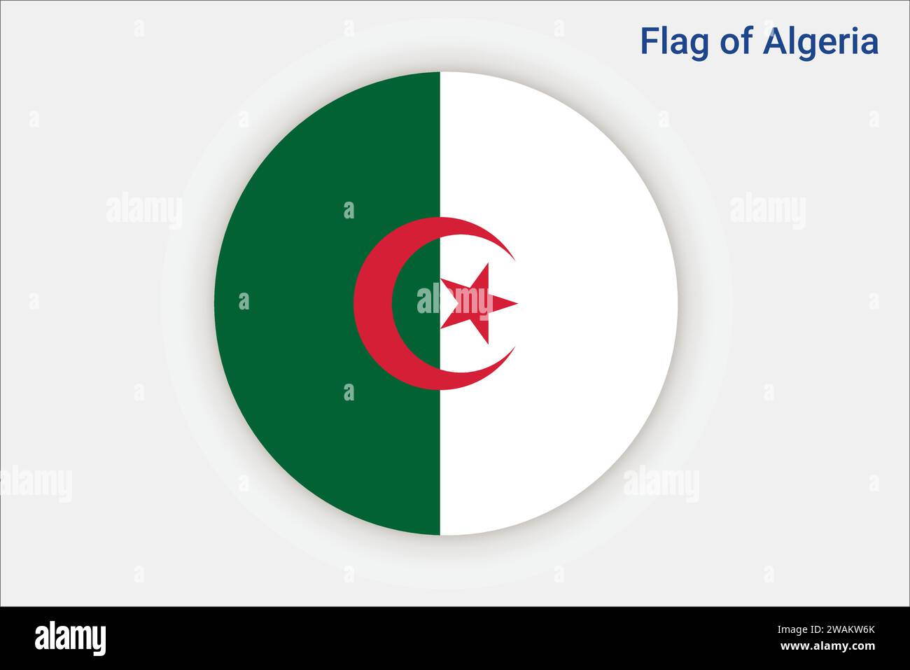 Bandera alta y detallada de Argelia. Bandera nacional de Argelia. África. Ilustración 3D. Ilustración del Vector