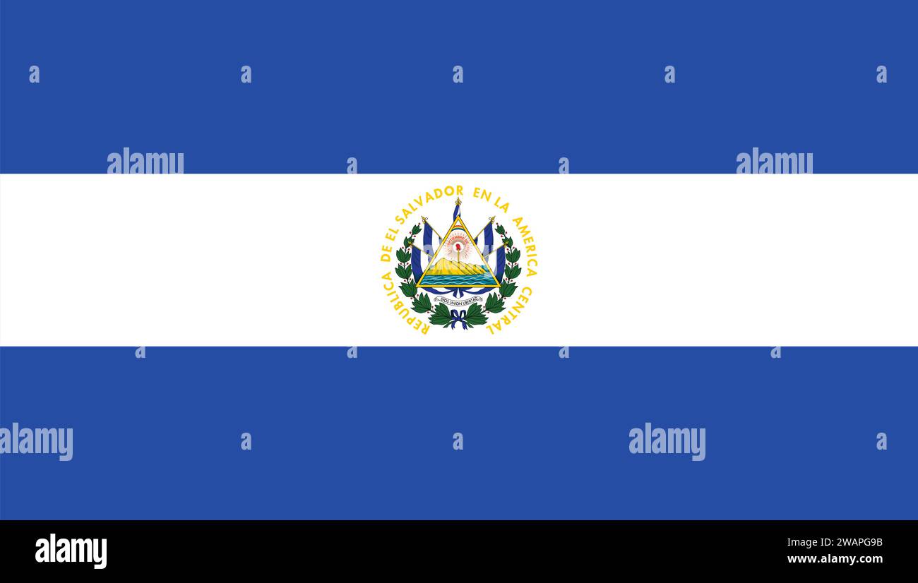 Bandera alta y detallada de El Salvador. Bandera nacional de El Salvador. América del Norte. Ilustración 3D. Ilustración del Vector
