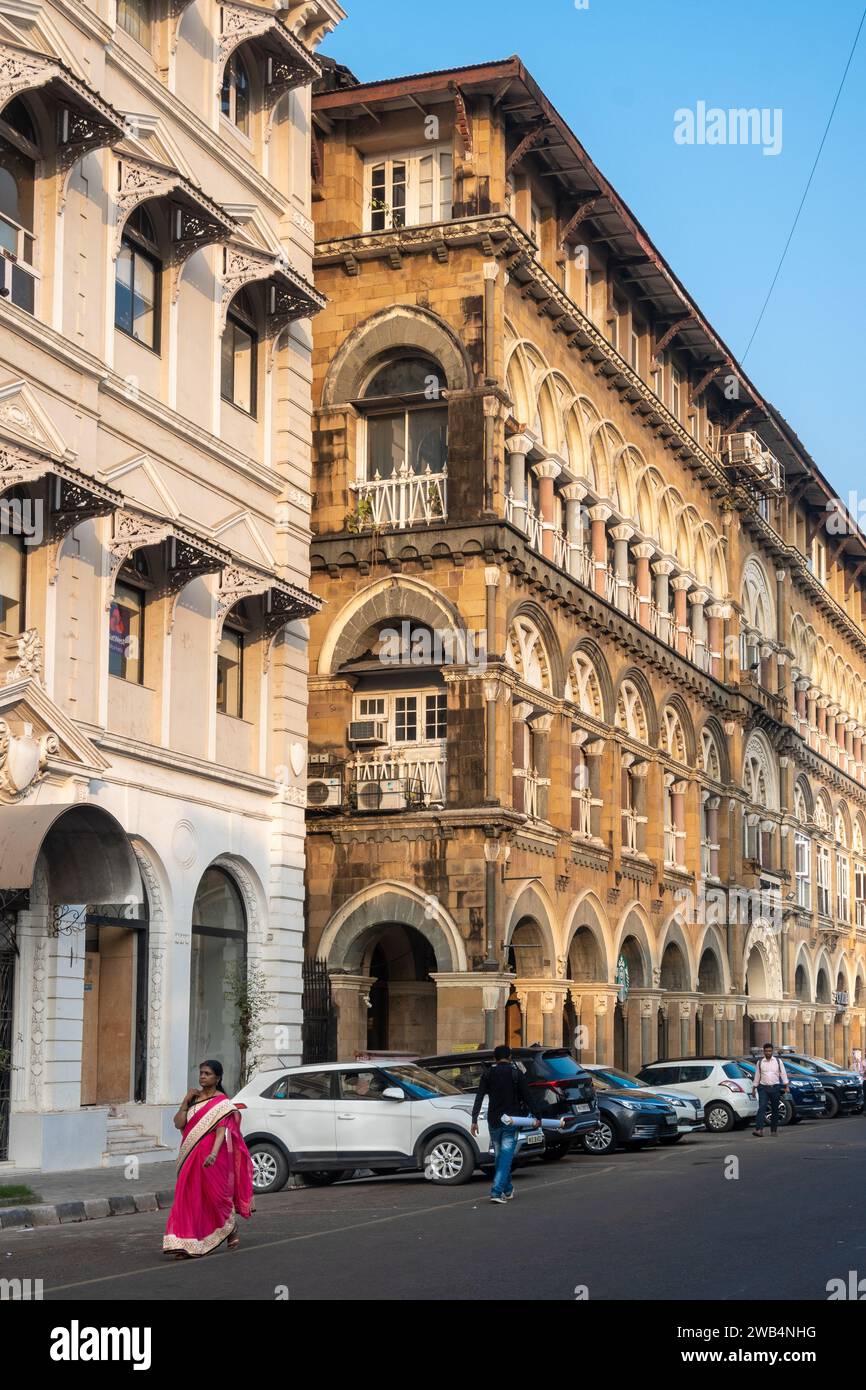 Mumbai, Maharashtra, India, , Elphinstone Building es un edificio histórico con arquitectura clásica, solo editorial. Foto de stock