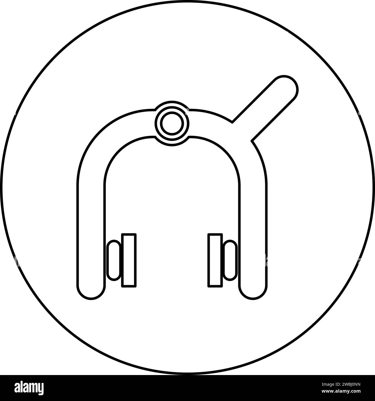 Pastillas de freno de bicicleta Mecánico crucial detrás del icono del dispositivo de doble pivote de seguridad ciclista en círculo redondo color negro ilustración vectorial esquema de imagen Ilustración del Vector