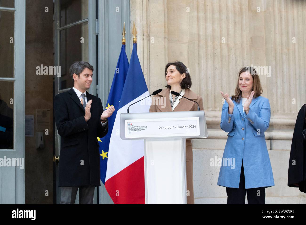 París, Francia. 12 de enero de 2024. El nuevo Primer Ministro Gabriel