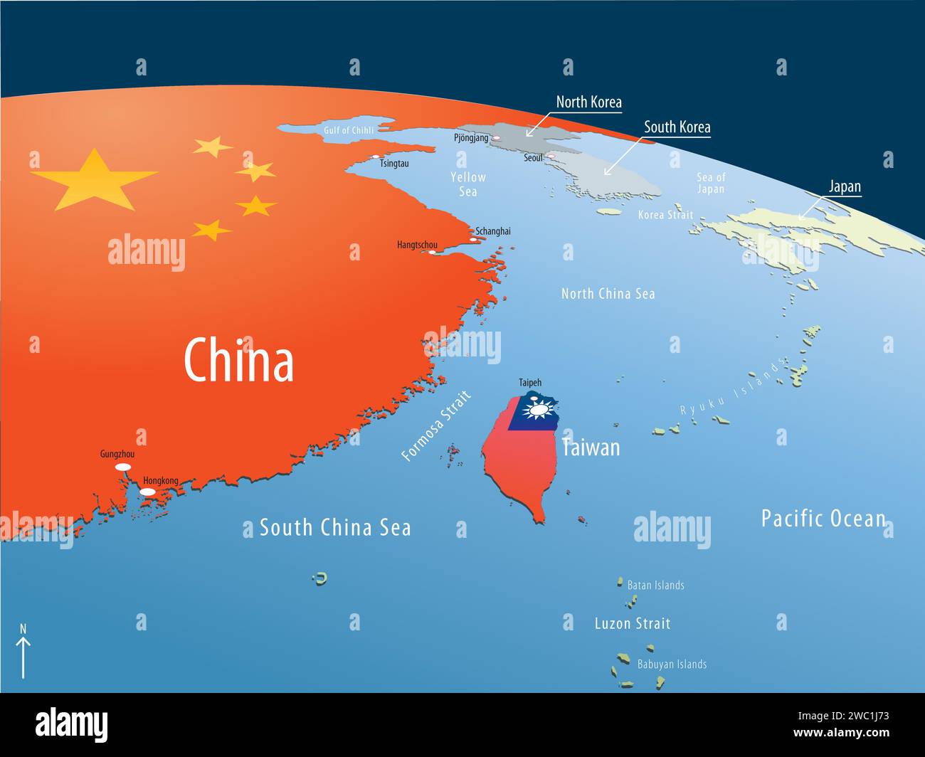 China grande, Taiwán pequeño Ilustración del Vector