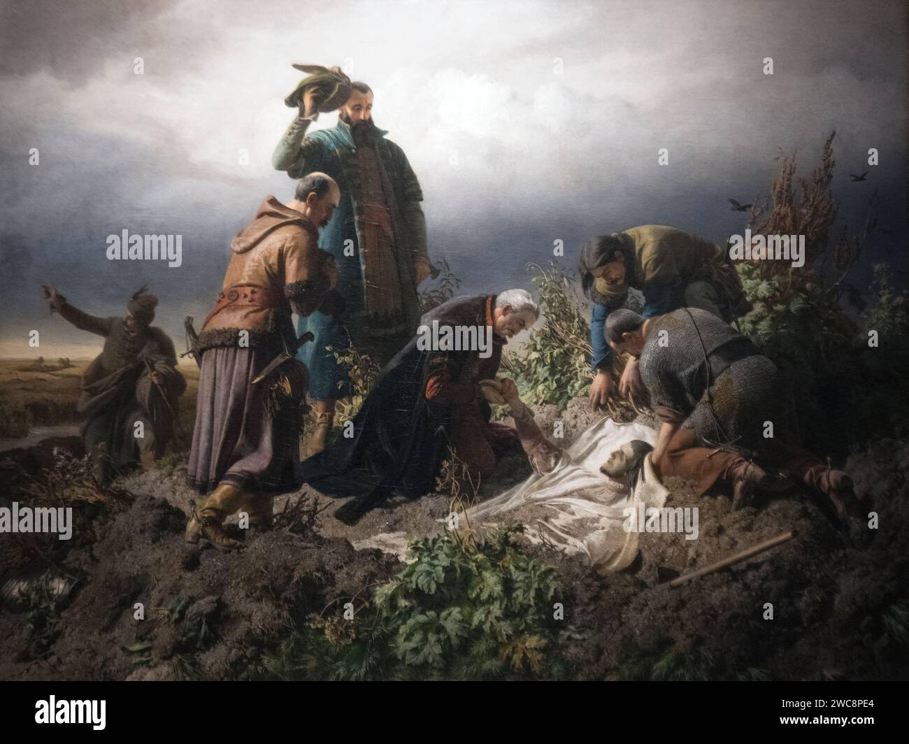 Bertalan Szekely: 'El descubrimiento del cadáver del rey Luis II después de la batalla de Mohacs en 1526' (1860) Foto de stock