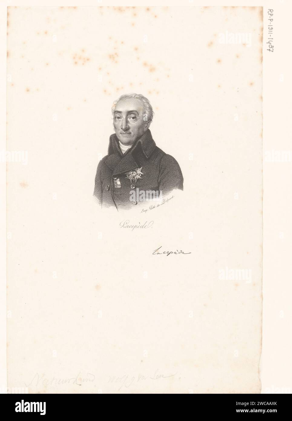 Portret van Bernard-Germain de Lacépède, anónimo, veuve Delpech (Naudet), en o después de 1818 - en o antes de 1842 imprimir París personas históricas de papel Foto de stock