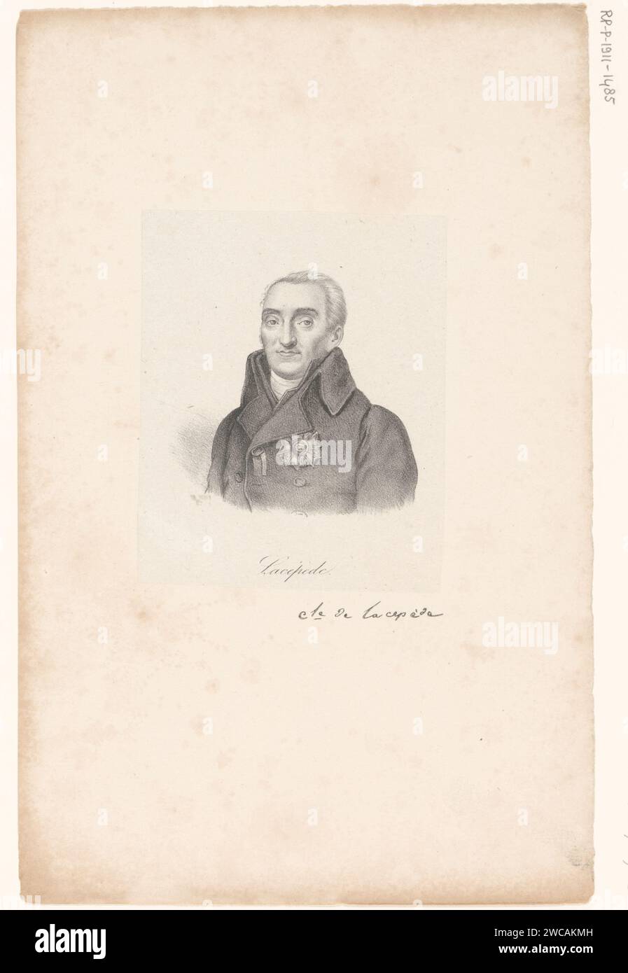 Portret van Bernard-Germain de Lacépède, anónimo, veuve Delpech (Naudet) (posiblemente), en o después de 1818 - en o antes 1842 imprimir papel París. personas históricas Foto de stock