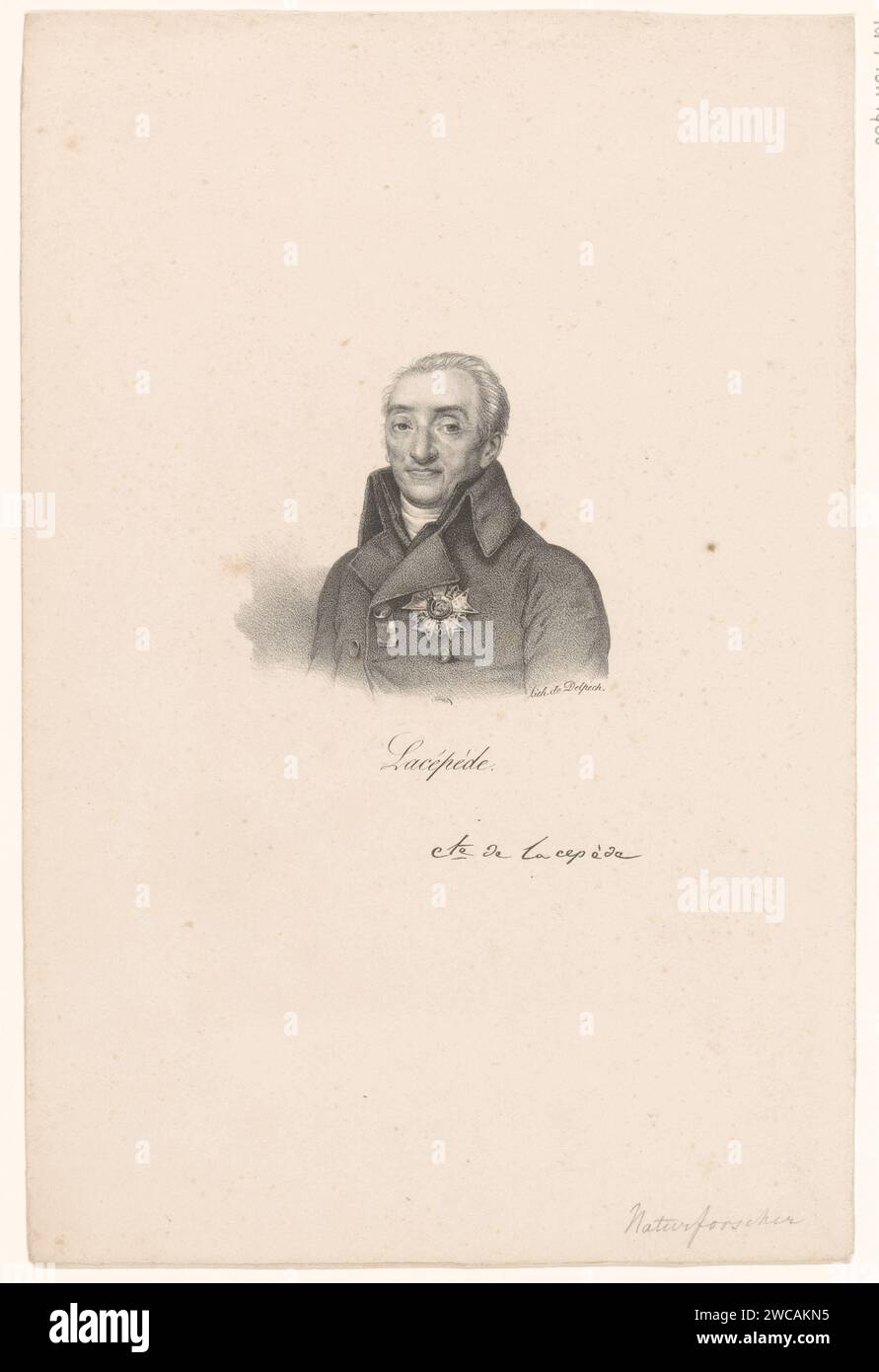 Portret van Bernard-Germain de Lacépède, anónimo, veuve Delpech (Naudet), en o después de 1818 - en o antes de 1842 imprimir París personas históricas de papel Foto de stock