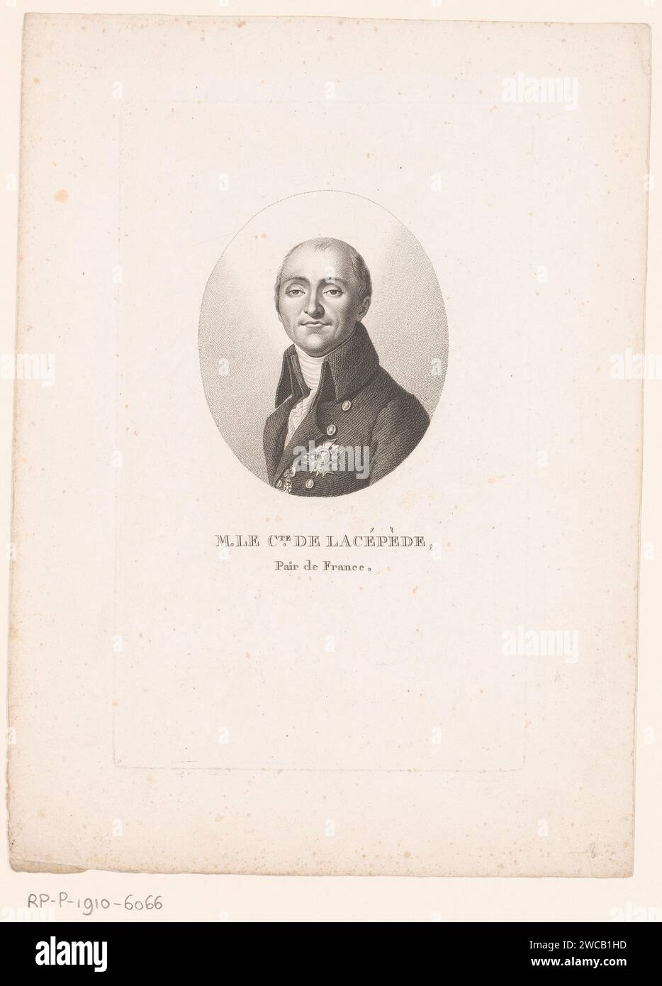 Portret van Bernard Germain de Lacépède, Ambroise Tardieu (adjudicatario), 1820 - 1821 impresión de papel de París grabado de personas históricas. político, por ejemplo, líder del partido Foto de stock