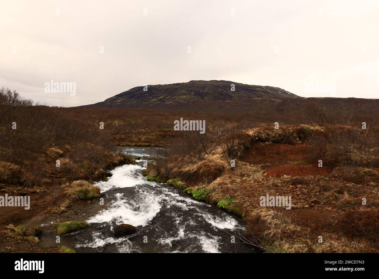 Brúará es un río de manantial en el oeste de Islandia que corre por los límites de los municipios Biskupstungur y Grímsnes Foto de stock