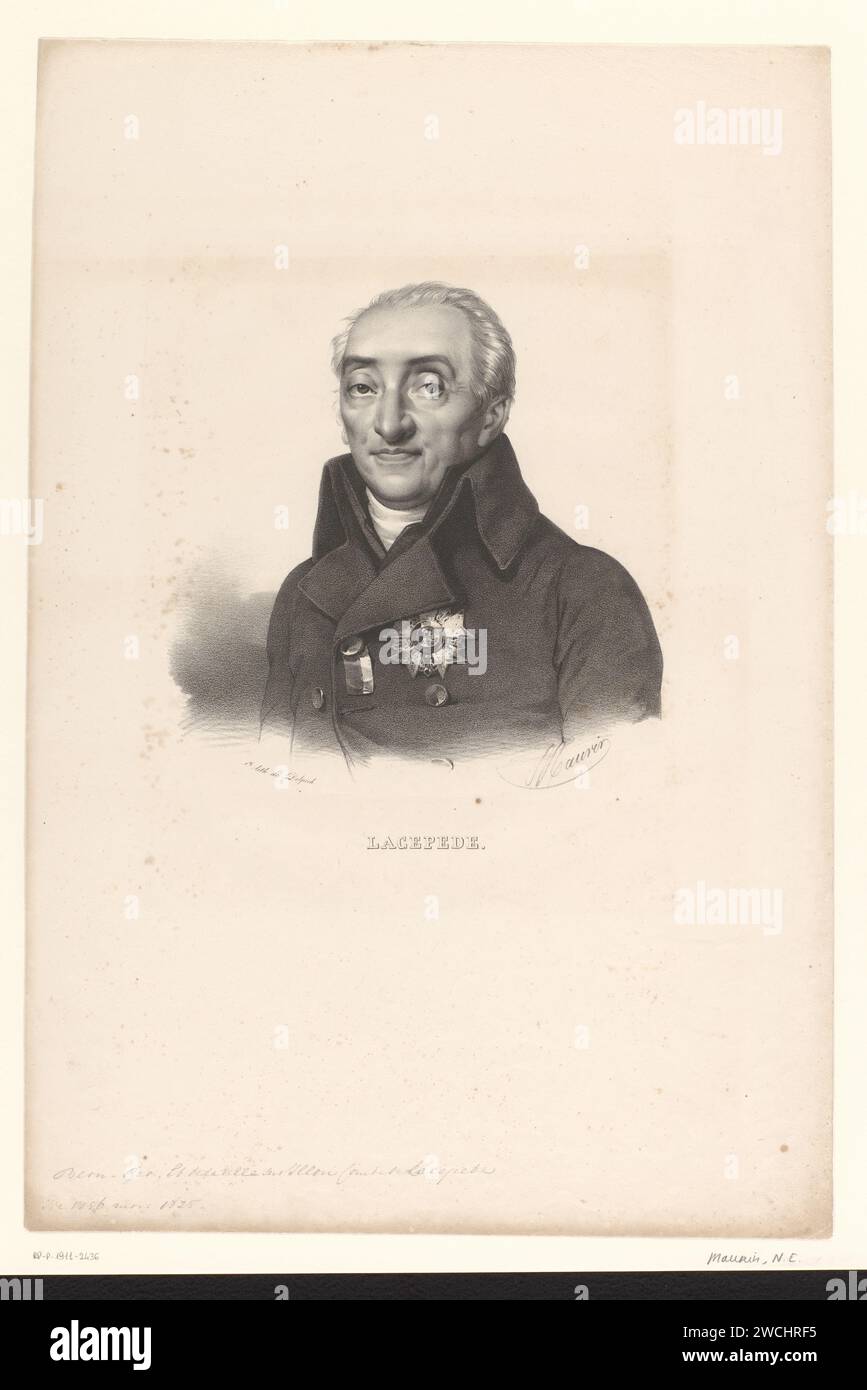 Portret van Bernard Germain de Lacépède, Nicolas Maurin, 1825 - 1842 imprimir París personas históricas de papel Foto de stock