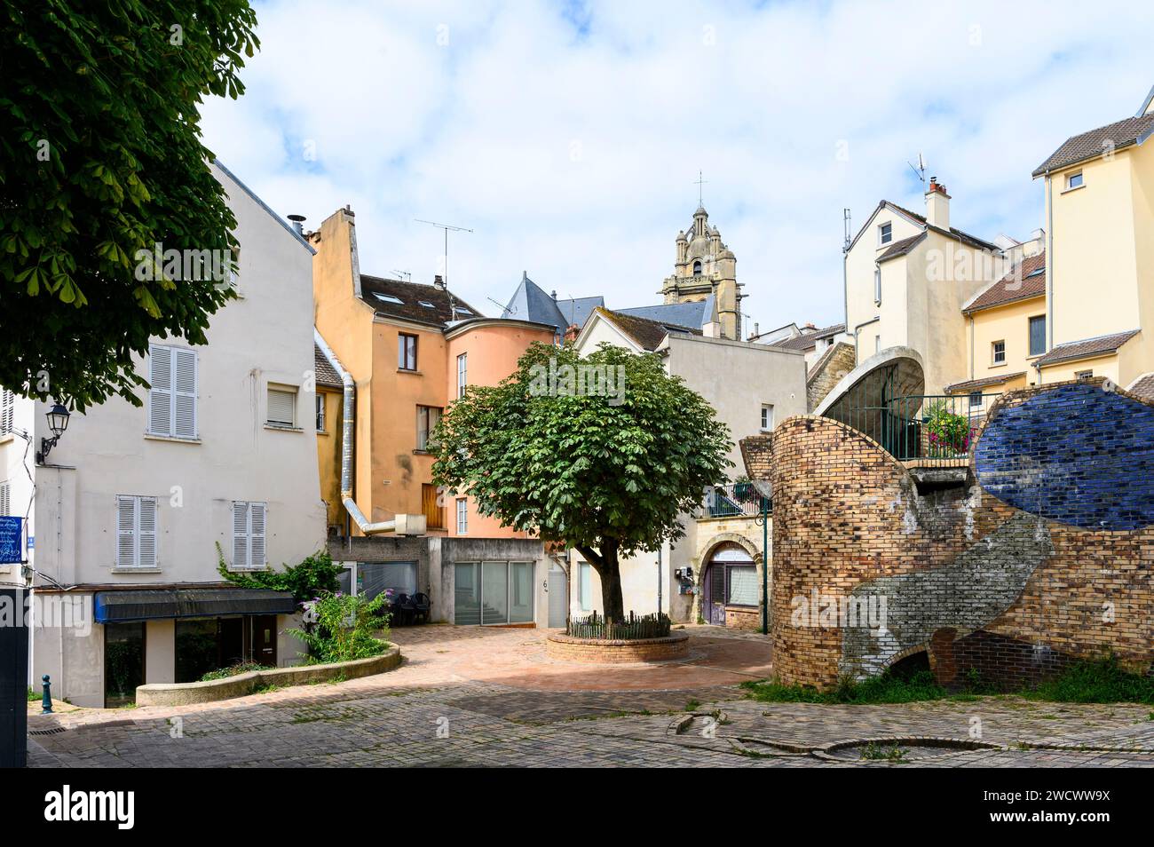 Francia, Val d'Oise, Pontoise, Catedral de Saint-Maclou de Place des Moineaux, Foto de stock