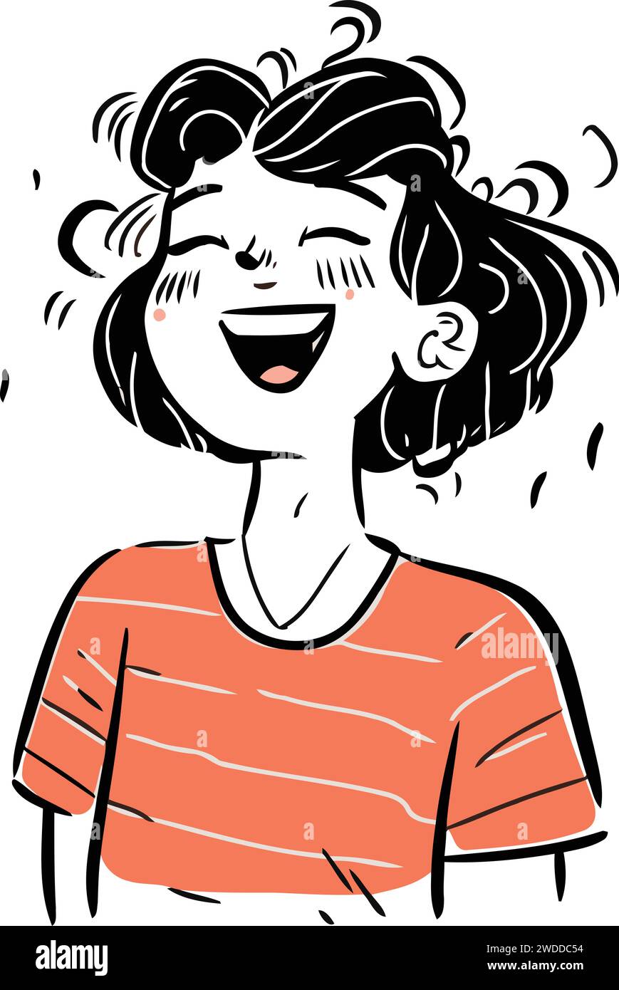 Mujer riendo. Dibujado a mano ilustración vectorial en estilo doodle. Ilustración del Vector