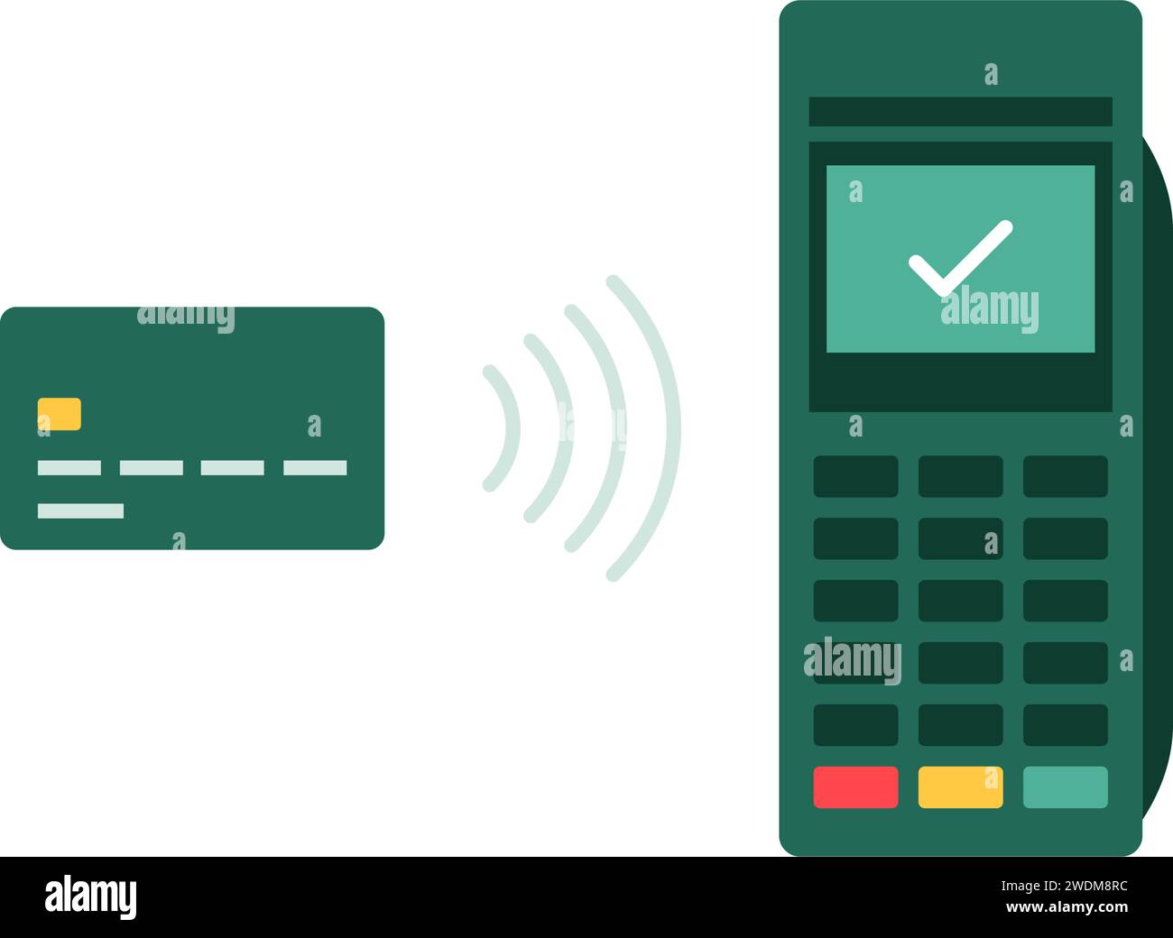 Pago con tarjeta NFC en el icono aislado de la máquina terminal POS Ilustración del Vector