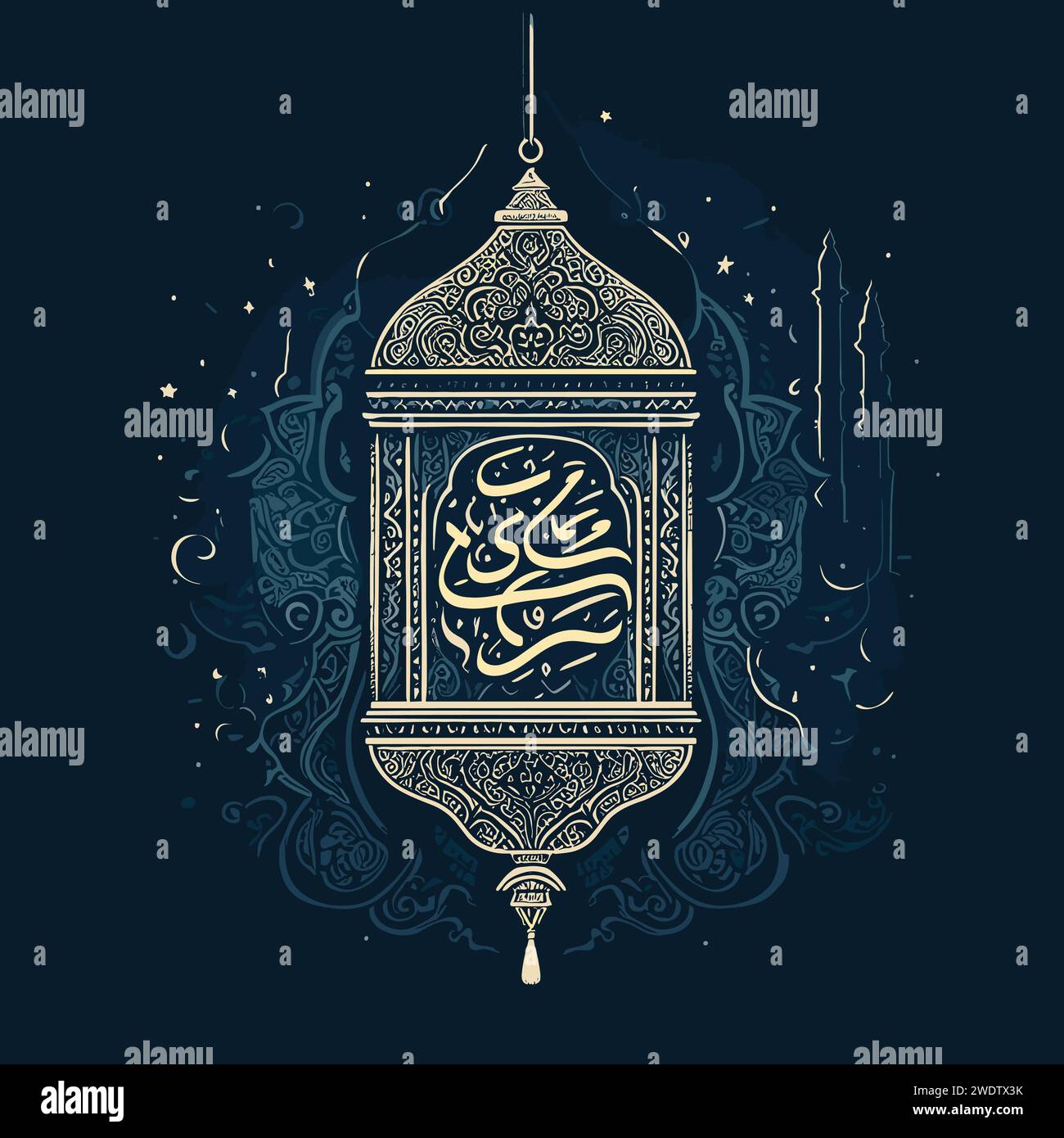 Celebración y decoración de ramadán kareem, diseño de ilustración de  presentación 3d