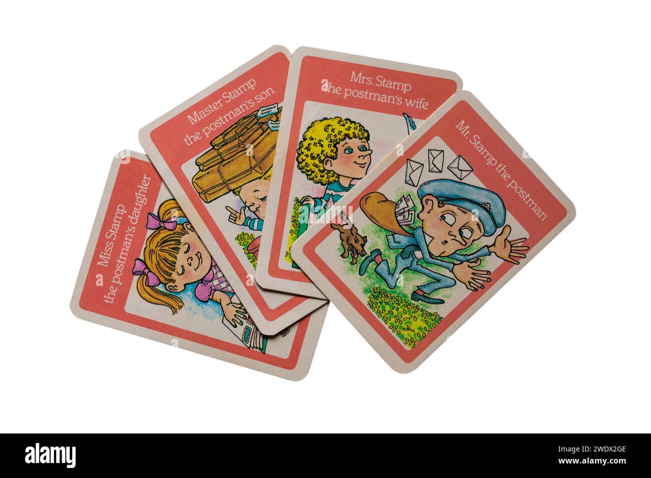 Viejas familias felices retro jugando a las cartas aisladas en el fondo