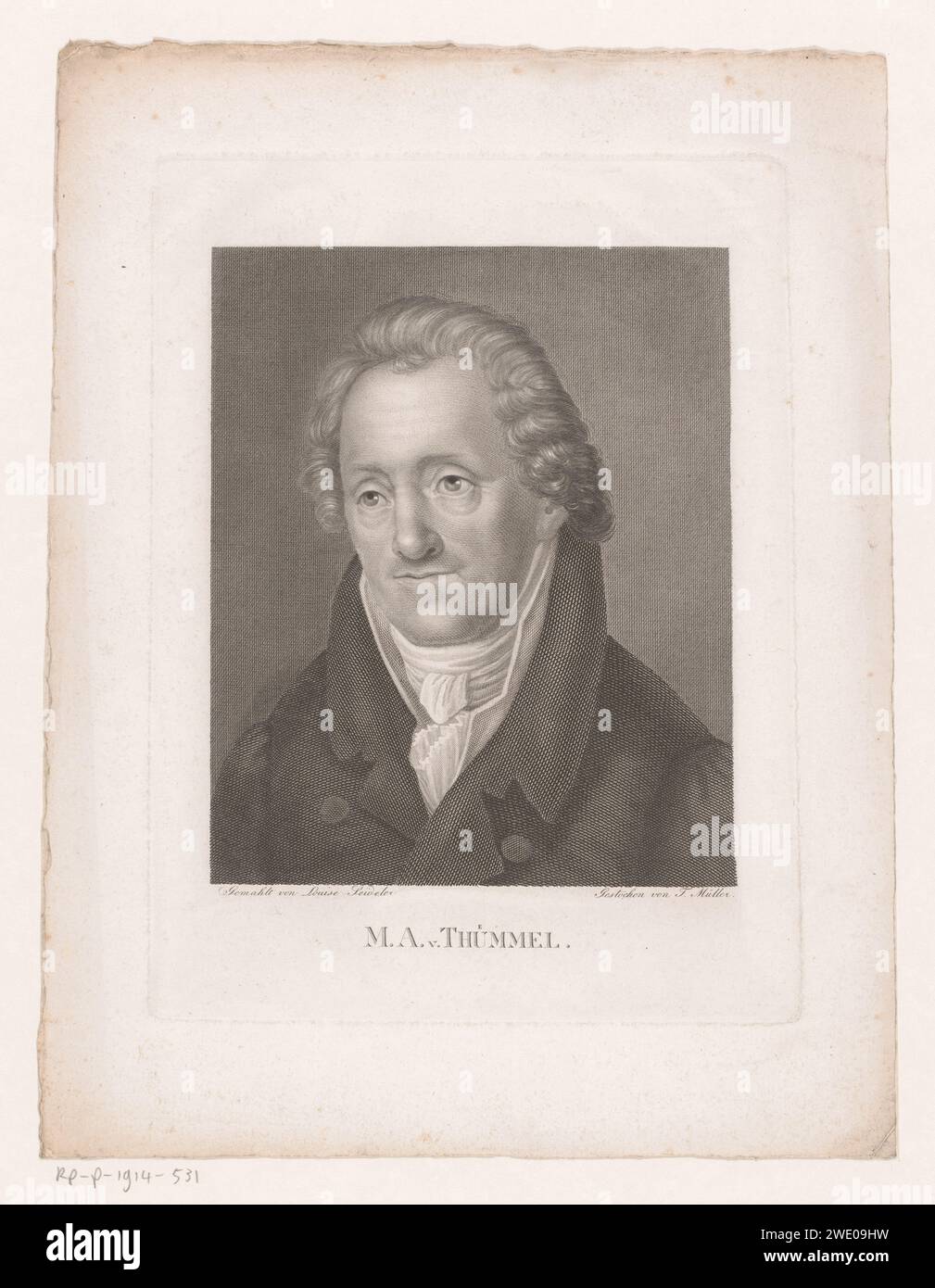 PortraT van Moritz August von Thümmel, Johann Friedrich Wilhelm Müller, después de Louise Caroline Sophie Seidler, 1792 - 1816 papel de impresión grabado de personas históricas Foto de stock
