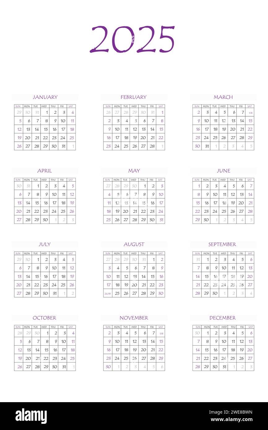 planificador de calendario 2025. Semana corporativa. Diseño de