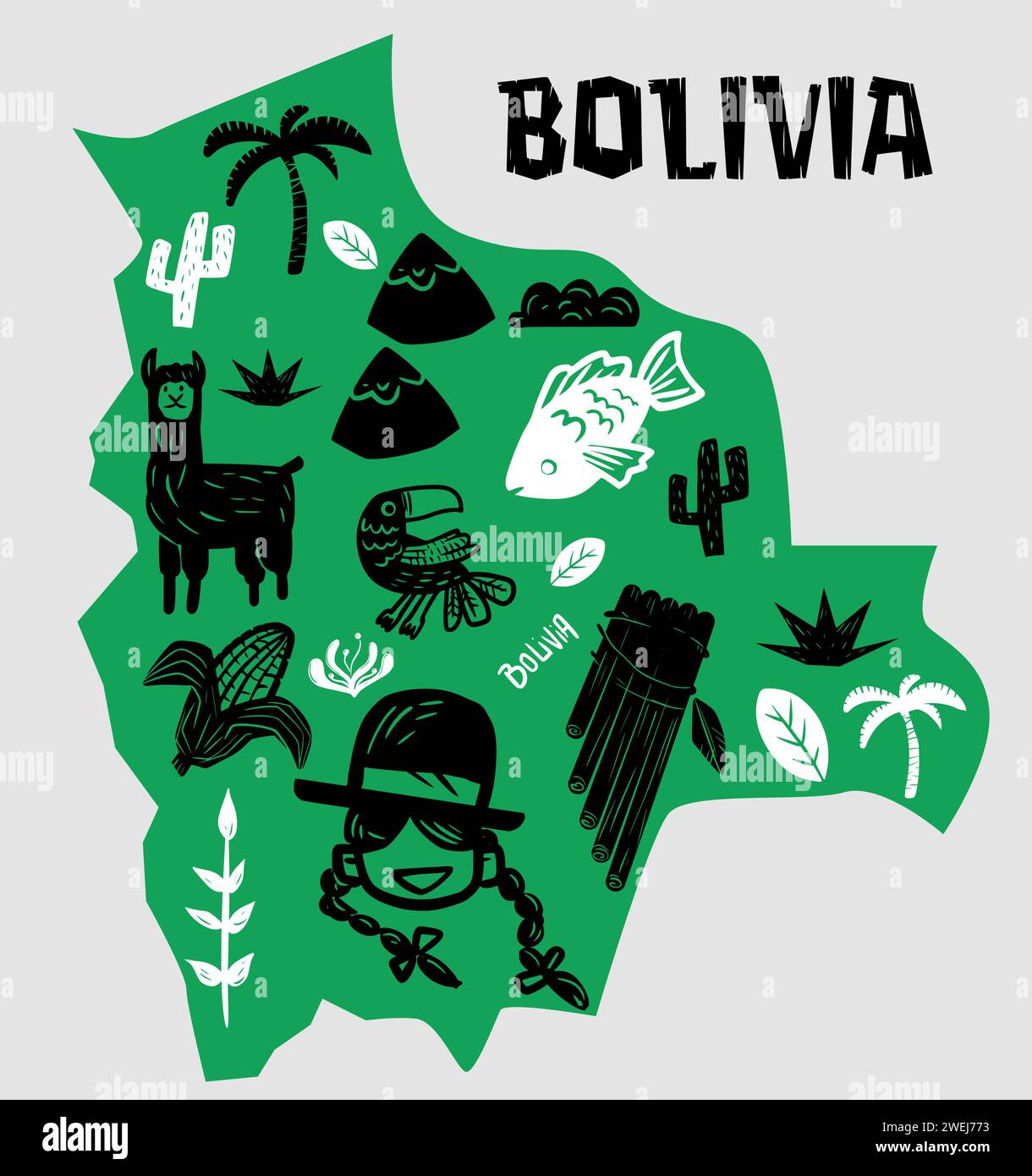 Bolivia vectorial mapa estilizado Ilustración del Vector