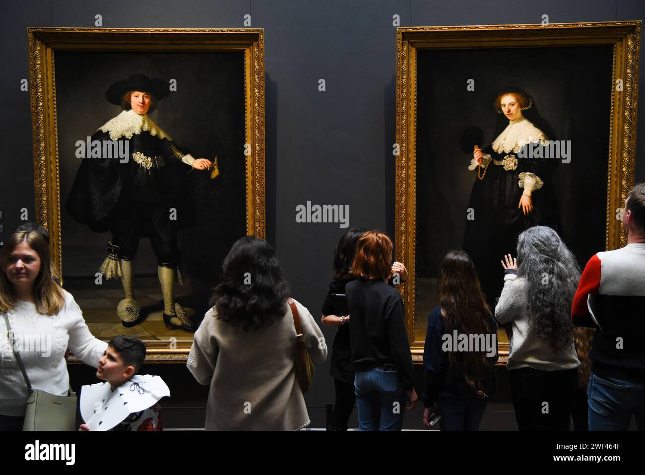 Amsterdam, Países Bajos. 20 de enero de 2024. Las famosas pinturas de Rembrandt van Rijn en el Rijksmuseum de Ámsterdam. Foto de alta calidad Foto de stock