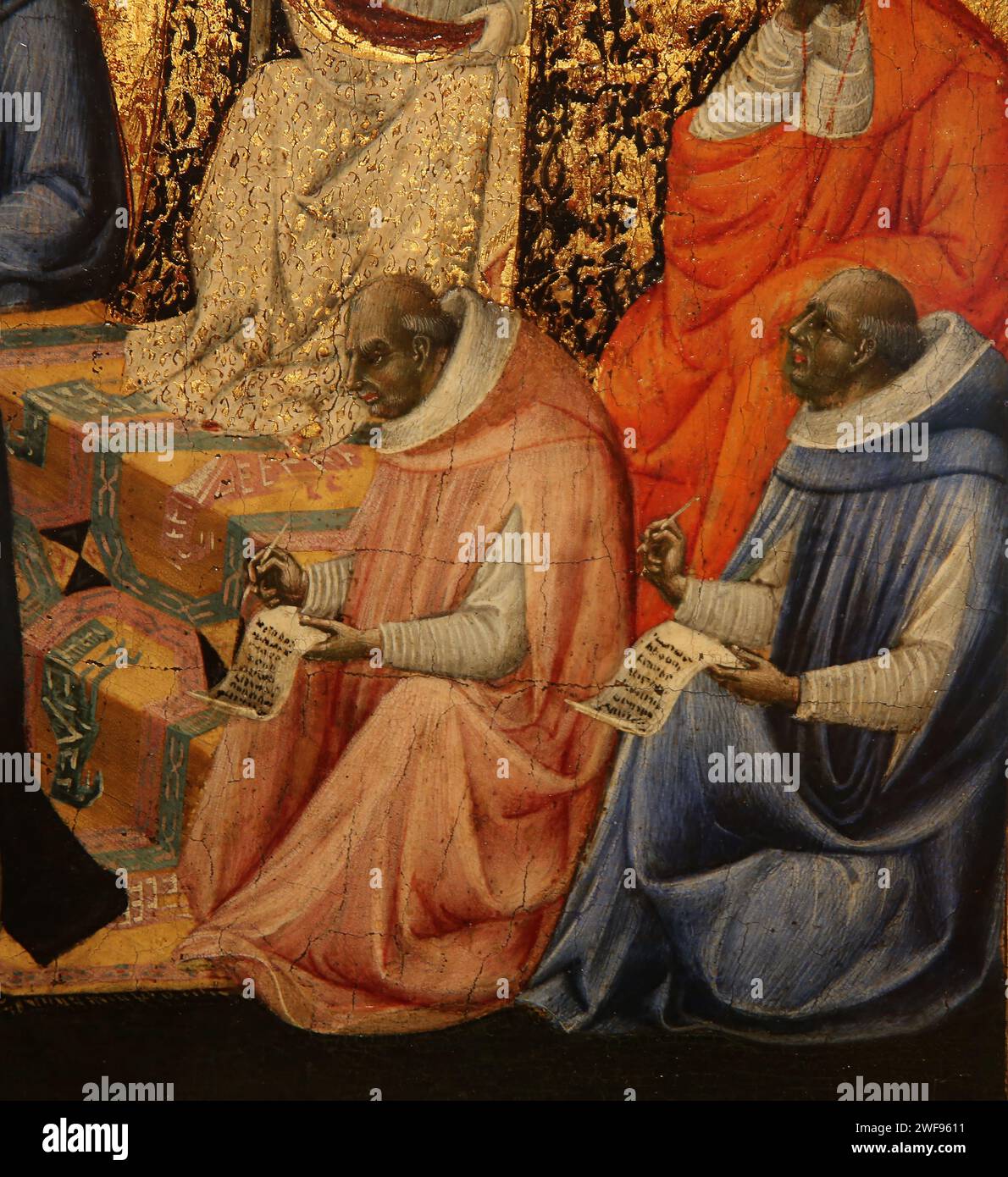 Giovanni di Paolo (1403-1482). Pintor italiano. St. Catalina ante el Papa en Aviñón. c. 1460-1463. Copiadores. Museo Thyssen. Madrid. España. Foto de stock