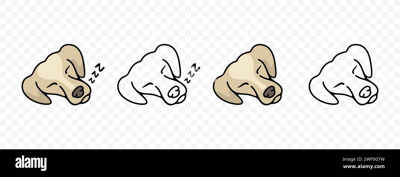 Perro durmiente, siesta, sueño y sueño, diseño gráfico. Animal y mascota, cinología, tienda de mascotas y alimentación, diseño vectorial e ilustración Ilustración del Vector