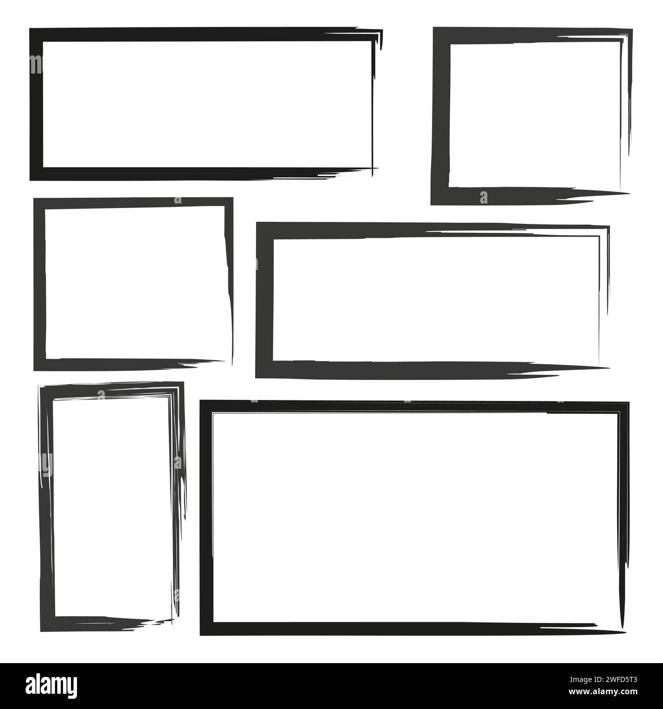 Vector de marcos dibujados a mano ilustración de marco de imagen de dibujo  de garabato vintage cuadro cuadrado negro en blanco etiqueta de rectángulo  línea de bocetos elegante aislada sobre fondo blanco
