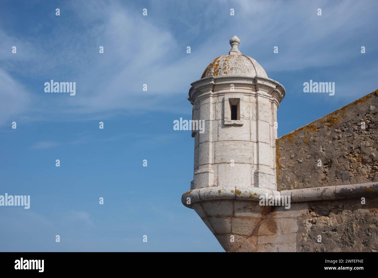 Torre de mirador, Forte da Ponta da Bandeira, lagos, Portugal Foto de stock