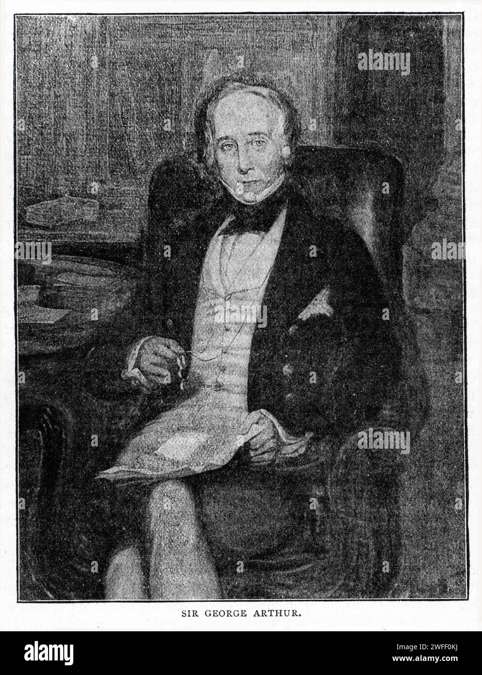 Retrato de Sir George Arthur, Primer Baronet KCH (1784-1854) Vicegobernador de Honduras Británica de 1814 a 1822 y de la Tierra de Van Diemen (actual Tasmania) de 1823 a 1836. La campaña contra los aborígenes de Tasmania, conocida como la Guerra Negra, tuvo lugar durante este mandato. Publicado alrededor de 1880 Foto de stock