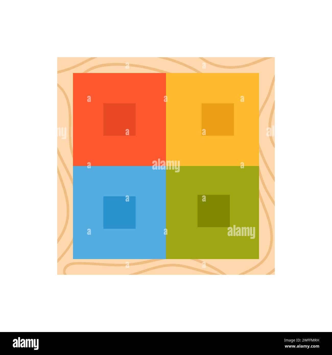 Juego de cuadrados coloridos de madera. Montessori lógica educación ilustración vectorial de dibujos animados Ilustración del Vector