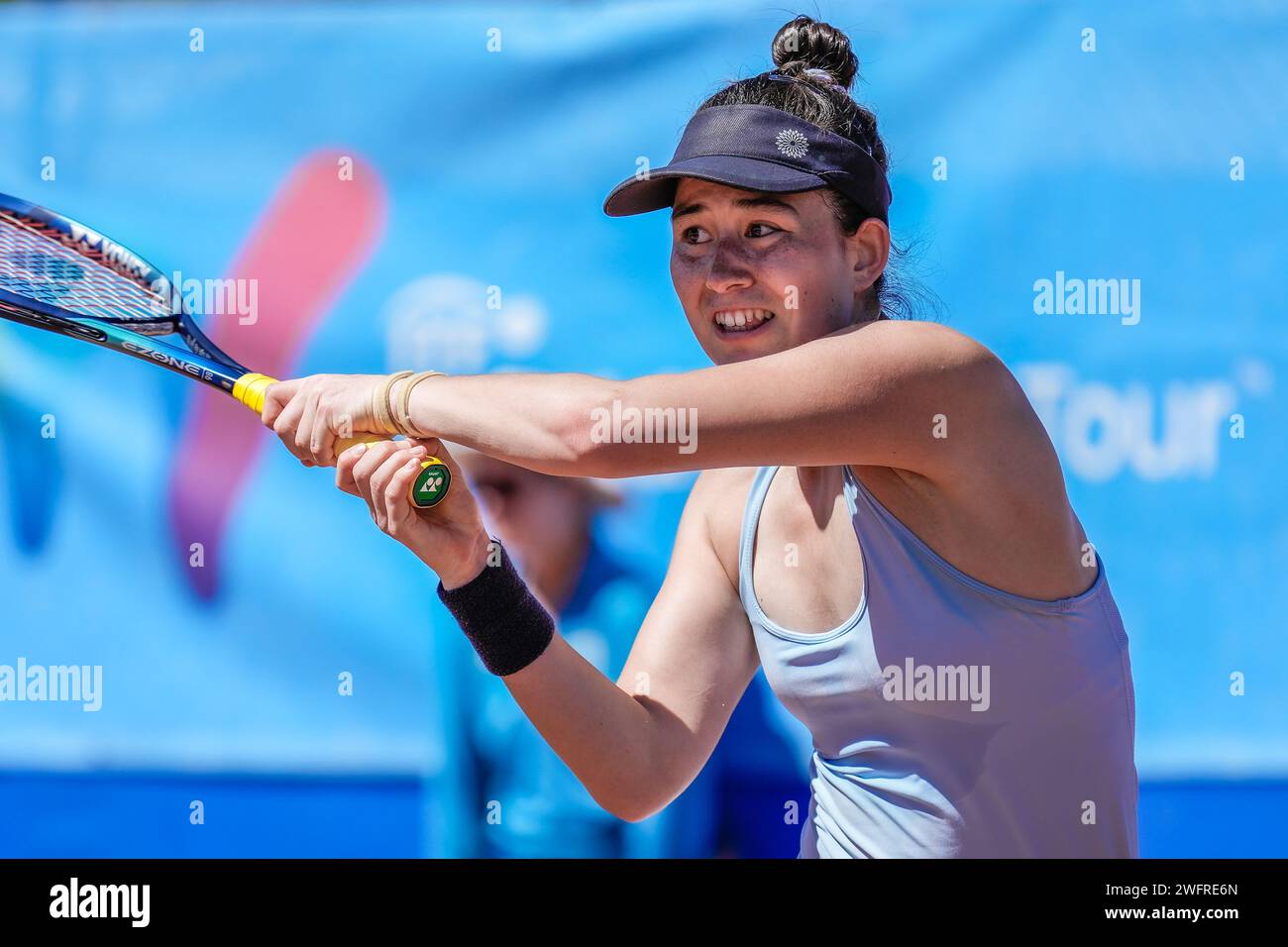 Joanna Garland de Chinese Taipei en acción durante los cuartos de final del torneo #1 ITF W60 Canberra Claycourt International 2023 Foto de stock