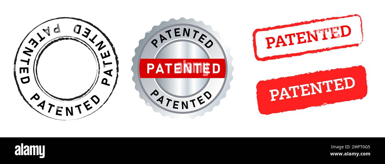patentado sello de goma verde negro y rojo certificado de propiedad de licencia de derechos de autor legal Ilustración del Vector