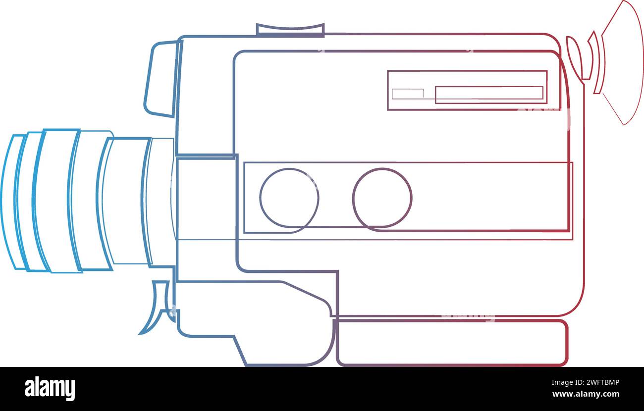 Dibujo continuo de una línea de viejo formato medio de la cámara de película analógica vintage. Concepto de equipo de fotografía retro clásico dibujado por una sola línea. D Ilustración del Vector