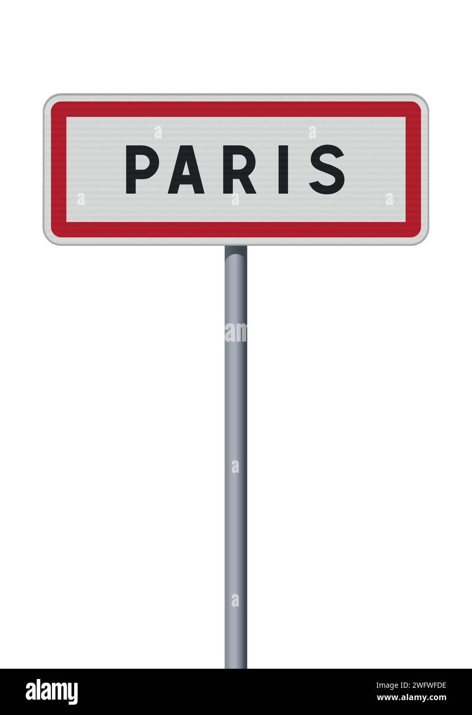 Ilustración vectorial de la señal de entrada de la ciudad de París (Francia) en el poste metálico Ilustración del Vector