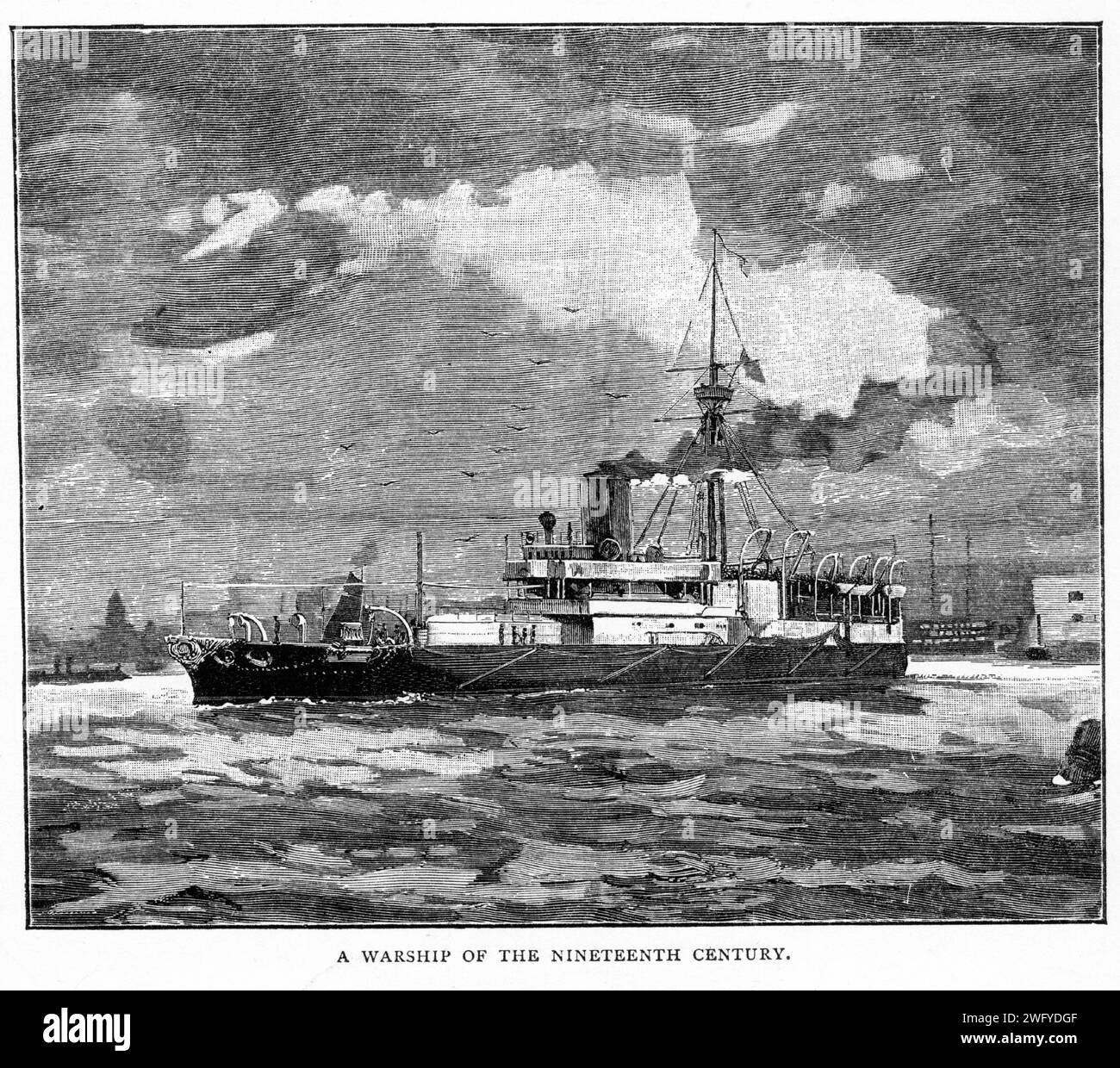 Nave de guerra no identificada del siglo XIX Foto de stock