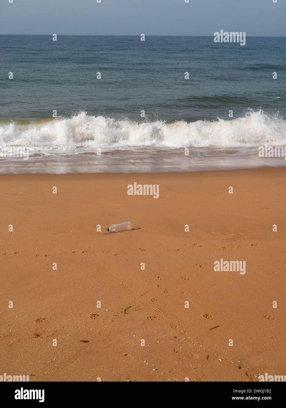 Basura en la playa. Cuestiones ecológicas en el mundo Foto de stock