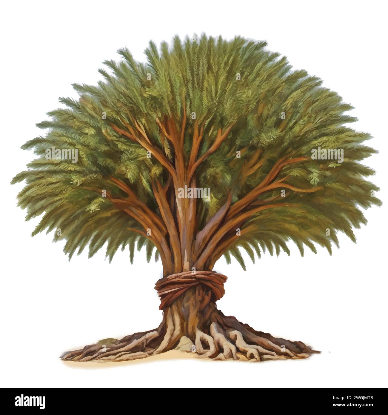 Árbol tropical verde con vector de flor enorme Ilustración del Vector