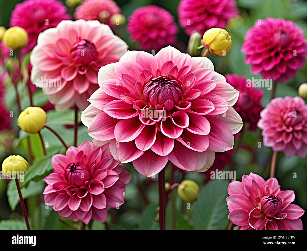 Dahlia Hillcrest Royal floración en verano Reino Unido. Ilustración del Vector