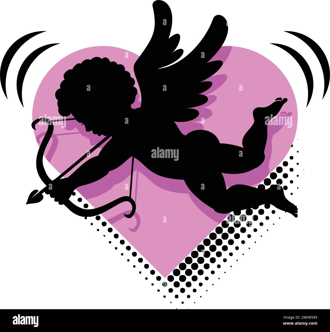 Icono de silueta de arquero de Cupido. Símbolo del día de San Valentín ...