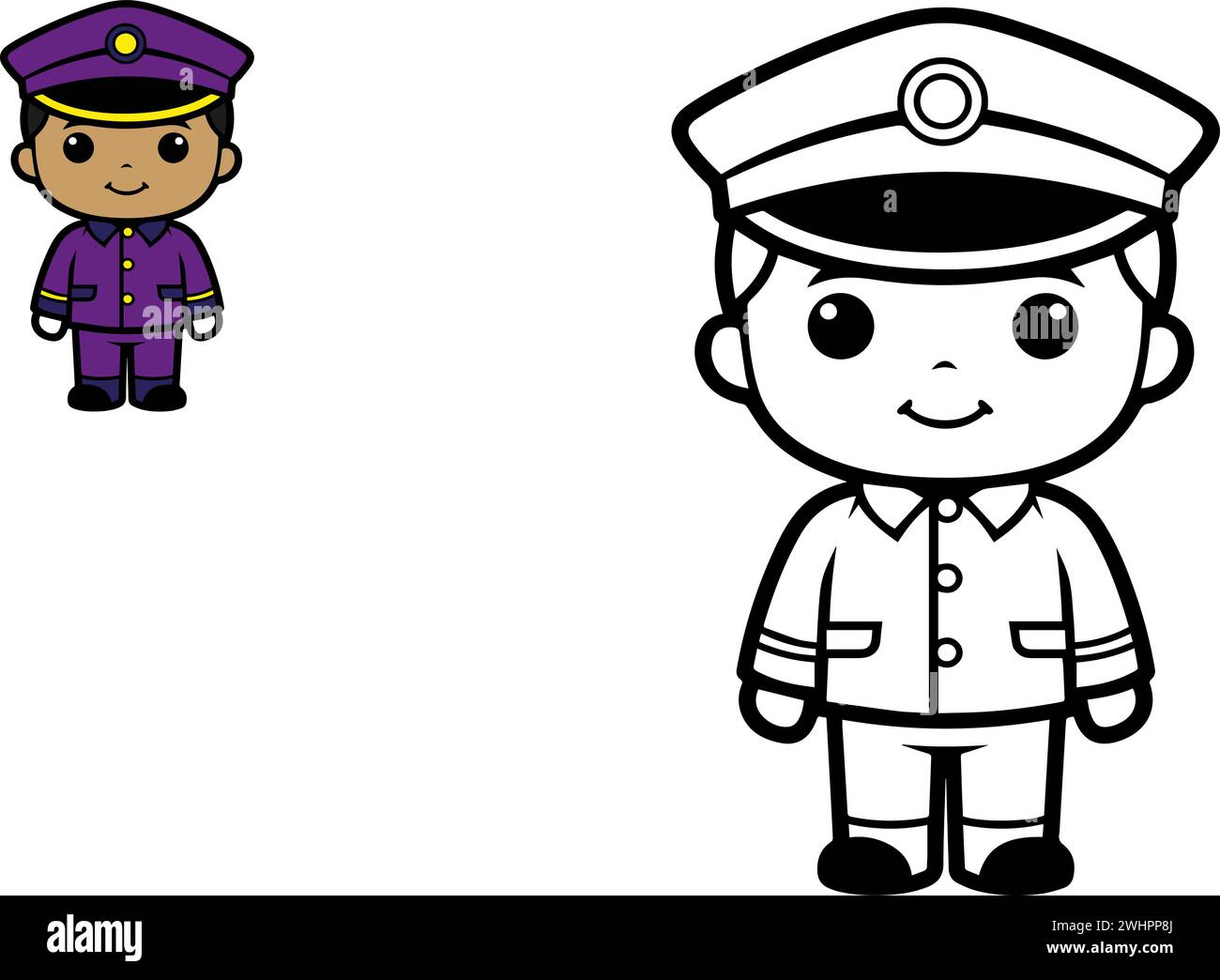 Niños dibujo vector ilustración policía chaleco antibalas dibujos animados  planos aislados