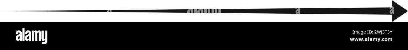 Larga flecha recta horizontal con efecto de movimiento. Puntero negro, dirección, orientación, posición o signo de ubicación aislado sobre fondo blanco. Ilustración gráfica vectorial. Ilustración del Vector