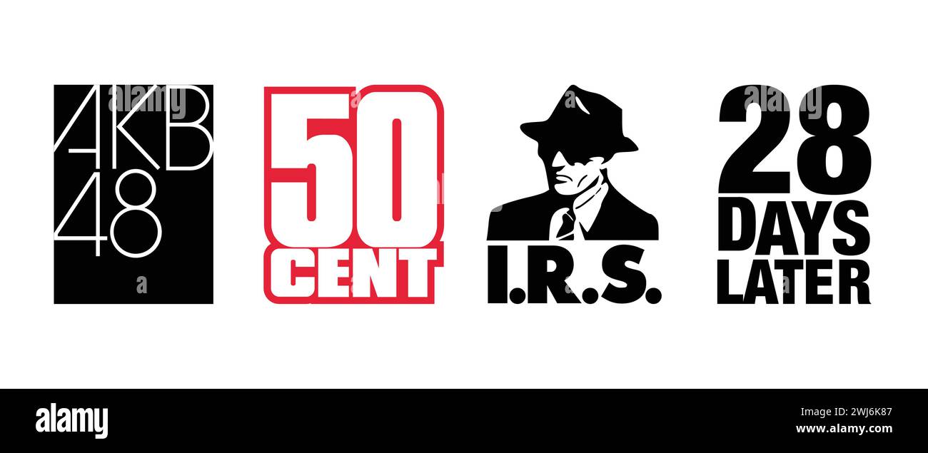 50 Cent, Registros del IRS, 28 días después, AKB 48. Ilustración vectorial, logotipo editorial. Ilustración del Vector