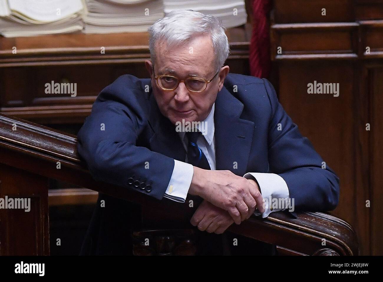 Italia, Roma, 24 de enero de 2024 : Giulio Tremonti, diputado de Fratelli d'Italia (FDI), en la Cámara de Diputados sobre el 'Turno de preguntas' Foto © Stefano Foto de stock