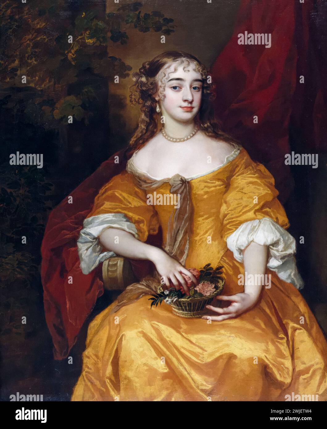 Margaret, Lady Denham (circa 1642-1667), cortesana inglesa y amante del rey Jaime II de Inglaterra, pintura de retrato al óleo sobre lienzo de Sir Peter Lely, 1663-1665 Foto de stock