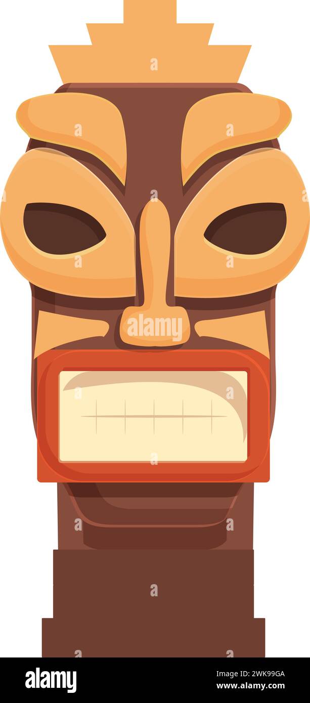 Gran boca tótem icono vector de dibujos animados. Cara de enojo. Máscara tribal india Ilustración del Vector