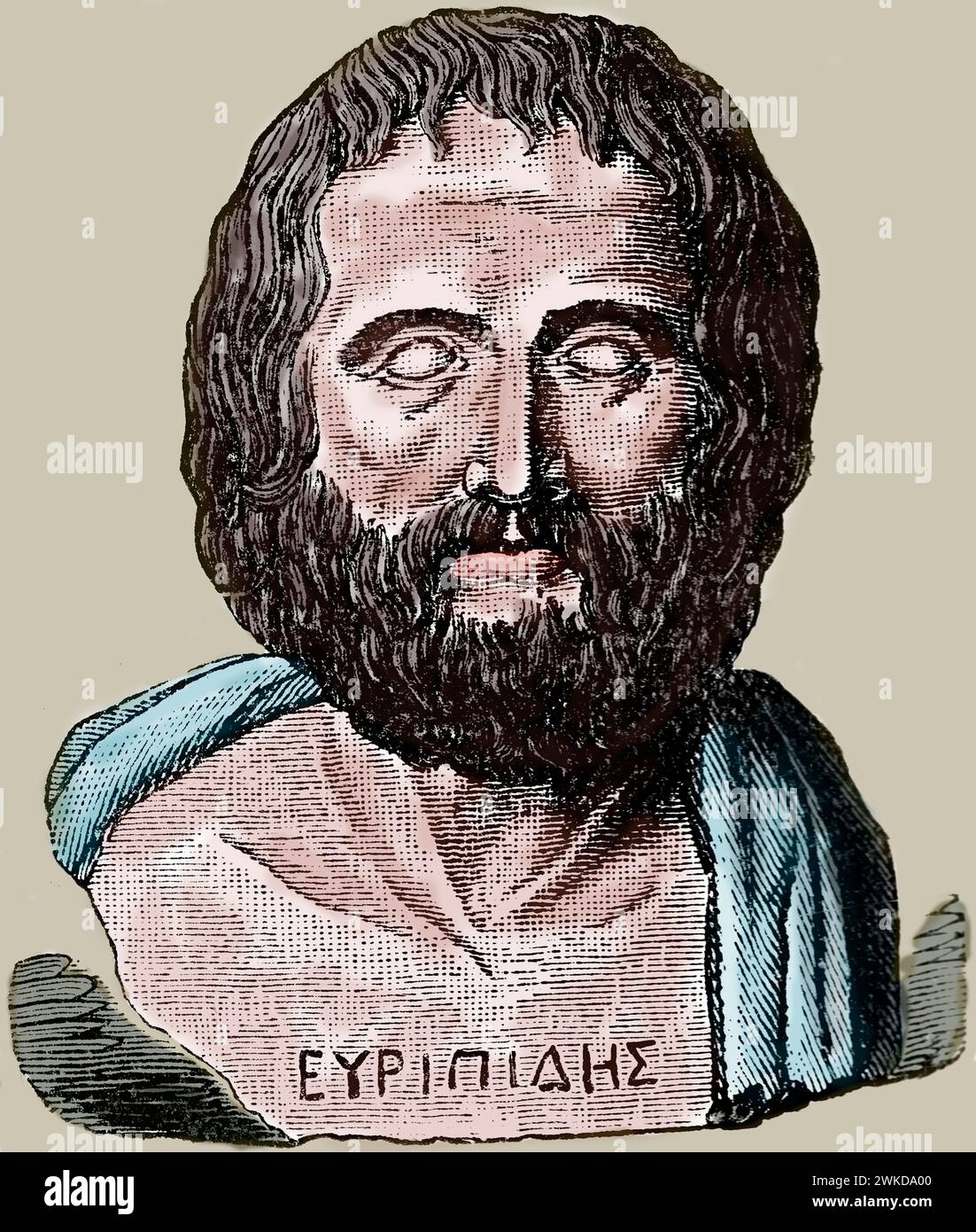 Europides (c.480-c.406 a.C.). Tragediano de Atenas clásica. Grabado de 'Cyclopedia of Universal History', 1885. Foto de stock