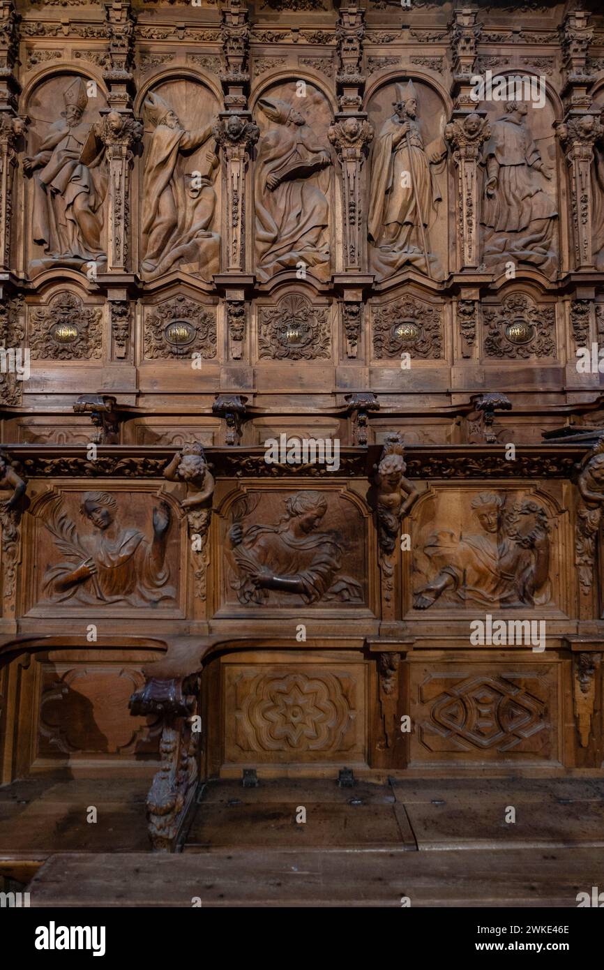 Coro, Catedral de la Asunción de la Virgen, Salamanca, comunidad autónoma de Castilla y León, España. Foto de stock