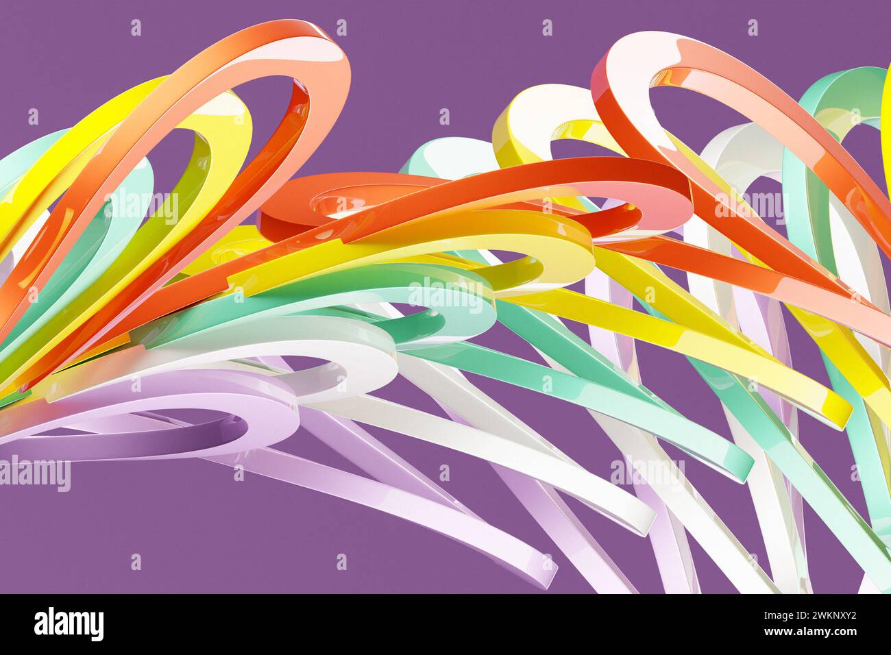 ilustración 3d de unas rayas coloridas. Rayas geométricas similares a las ondas. Patrón de líneas de cruce brillante abstracto Foto de stock