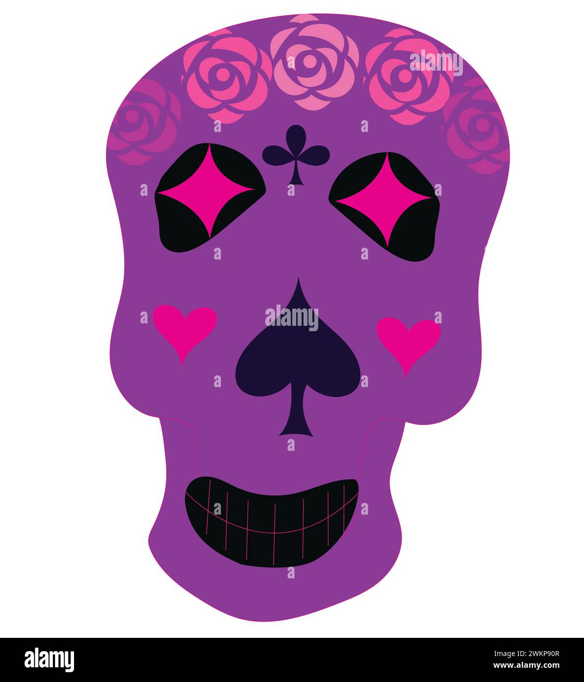 Calaveras de día muerto. México azúcar cabeza humana hueso Halloween tatuaje día de los muertos. Ilustración vectorial aislada sobre fondo blanco Ilustración del Vector