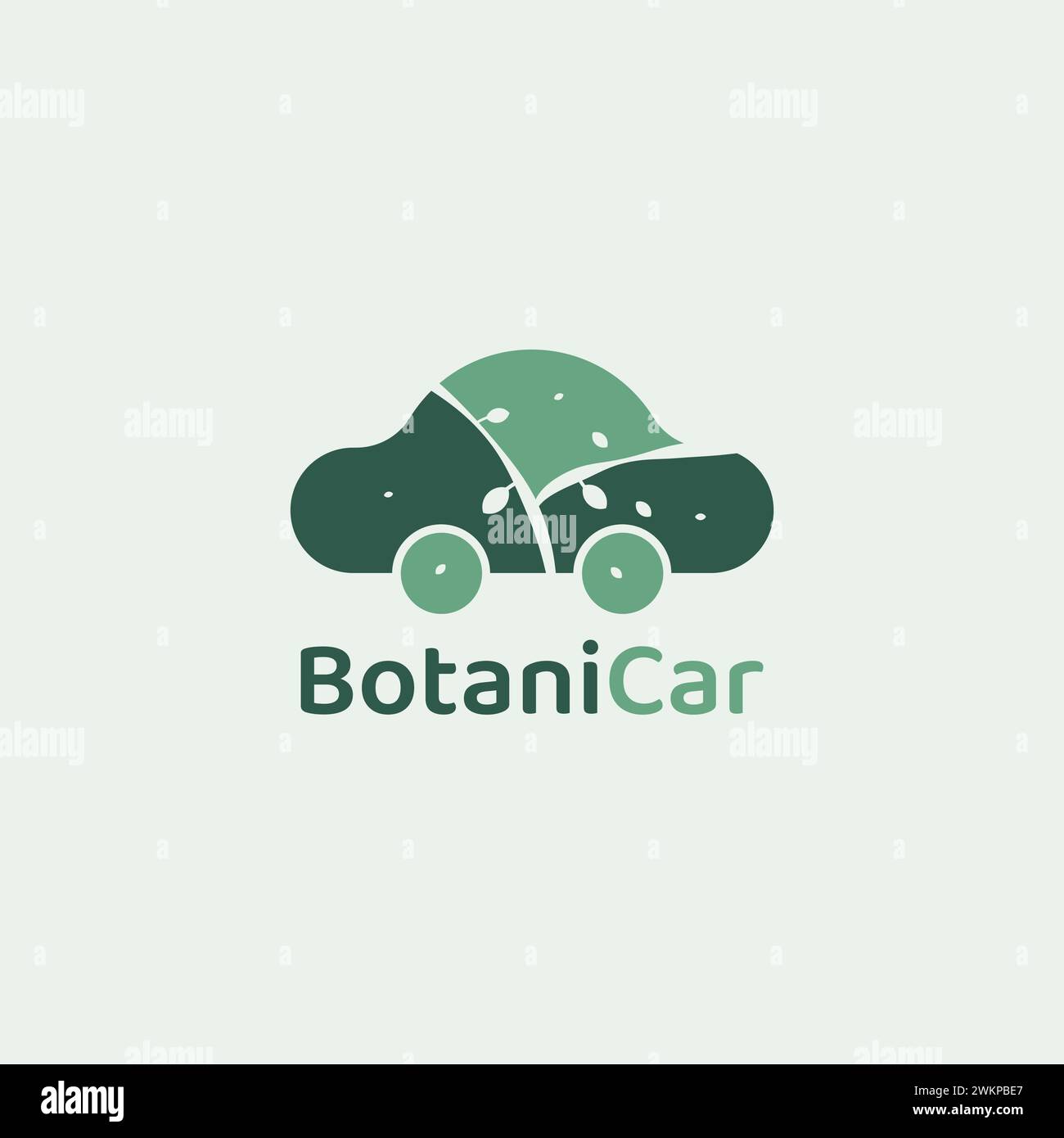 Logotipo de coche simple mezclado con patrón botánico. Ilustración del Vector