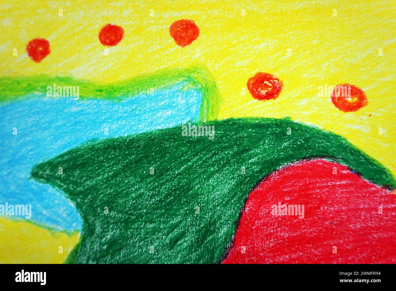 dibujo abstracto de cera colorida crayón forma geométrica Foto de stock