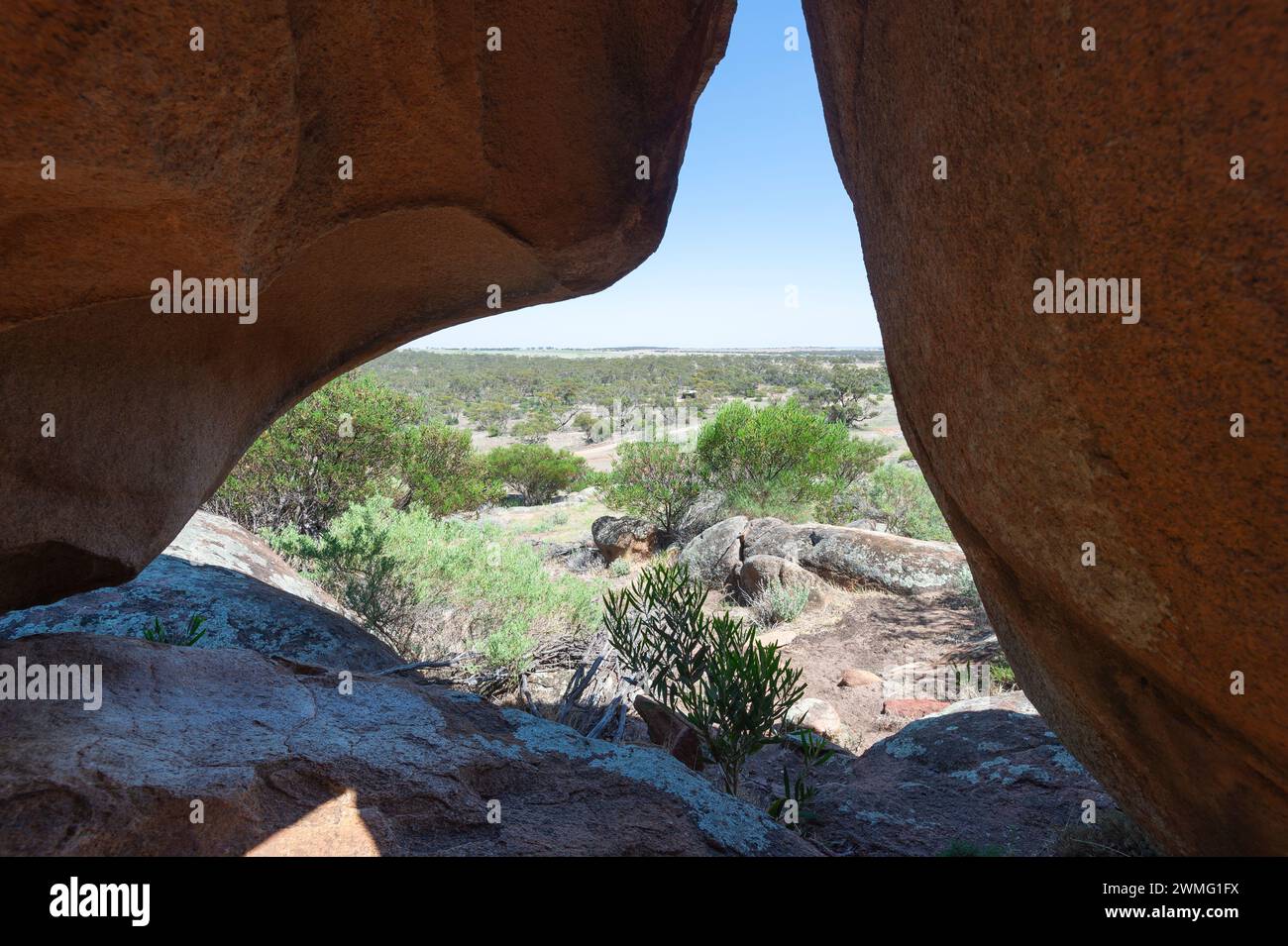 Vista desde Tcharkuldu Rock, Minnipa, Península de Eyre, Australia del Sur, SA, Australia Foto de stock